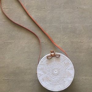 White wicker cross body purse